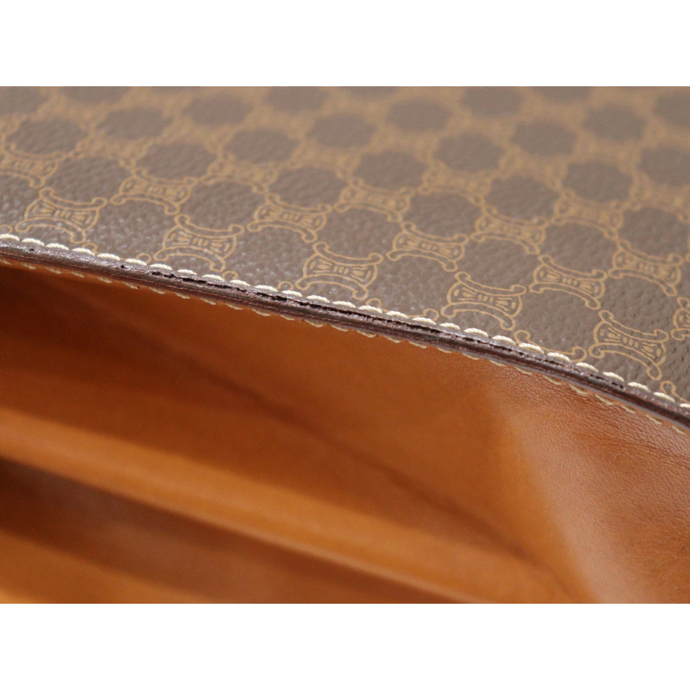 CELINE Macadam Turnlock Handbag Tote Bag Brown Leather - Picture 8 of 9